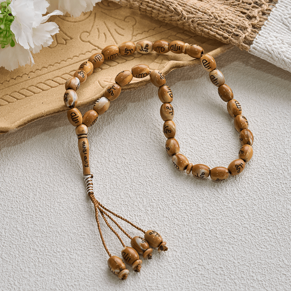 HilalHaven 33 Beads Oval Acrylic Tasbih — Handcrafted Cultural 33 Beads Tasbih with Tassel - image 2