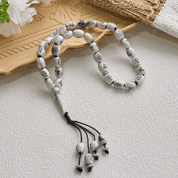 HilalHaven 33 Beads Oval Acrylic Tasbih — Handcrafted Cultural 33 Beads Tasbih with Tassel - image 18