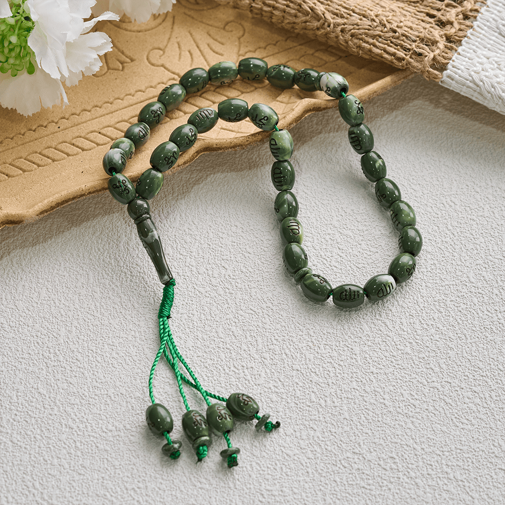 HilalHaven 33 Beads Oval Acrylic Tasbih — Handcrafted Cultural 33 Beads Tasbih with Tassel - image 6