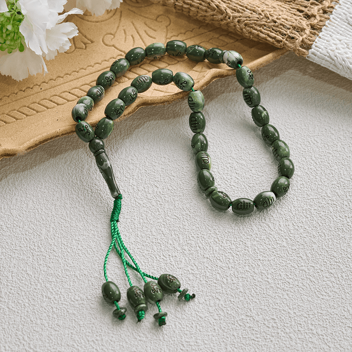 HilalHaven 33 Beads Oval Acrylic Tasbih — Handcrafted Cultural 33 Beads Tasbih with Tassel - image 6