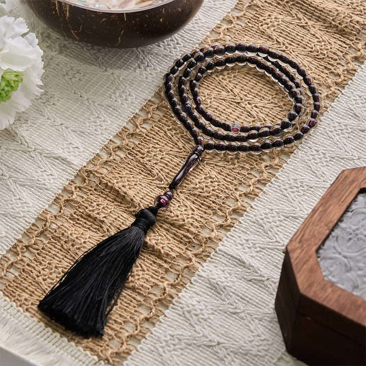 HilalHaven 33 Beads Transparent Red Core Acrylic Tasbih — Handcrafted Cultural Prayer Beads with Tassel - Black - image 16