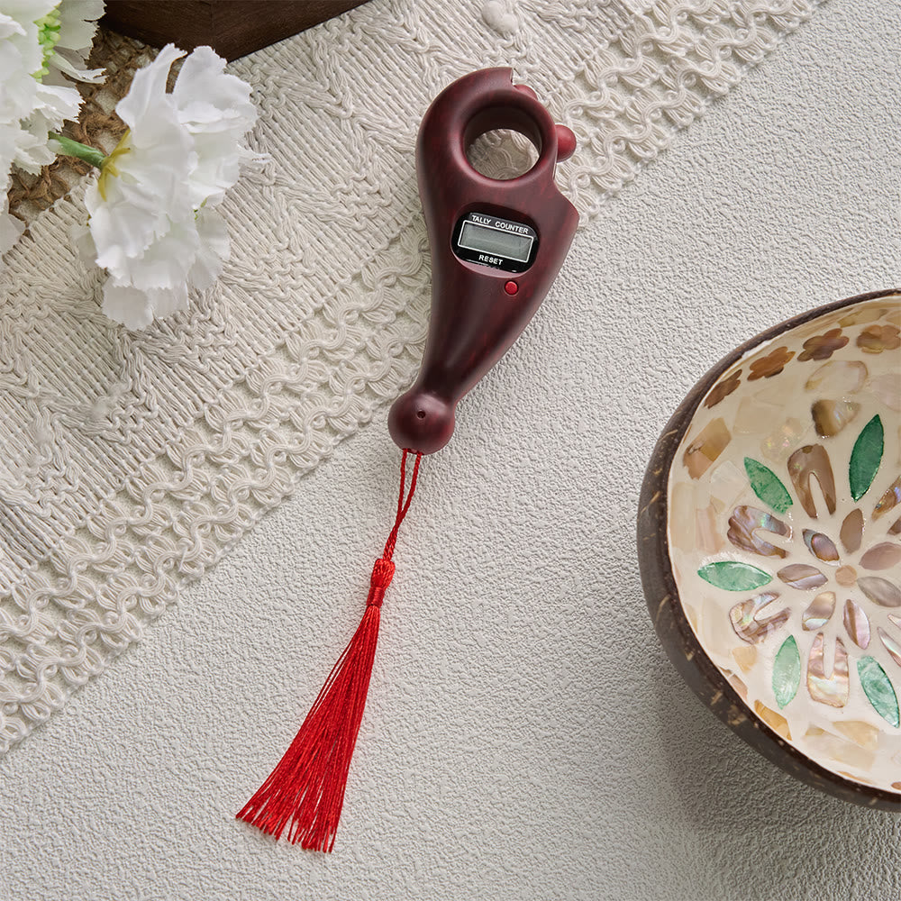 HilalHaven Digital Finger Counter with Tassel — Wood-Grain Tasbih Counter for Daily Mindfulness - image 5