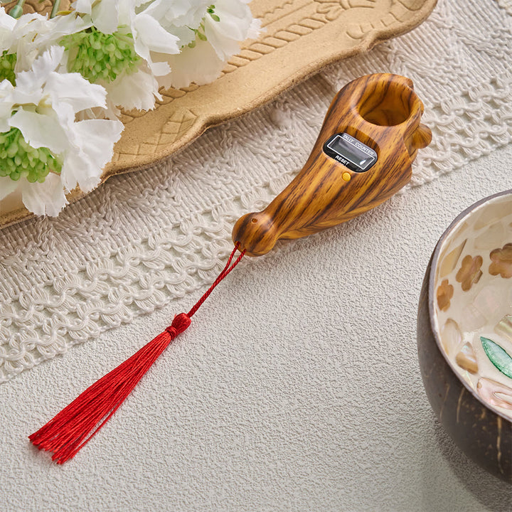 FREE Today: Digital Finger Counter Tasbih with Tassel — Wood-Grain Tasbih Counter for Daily Mindfulness - Golden-Flecked Peach Wood Tone - image 1