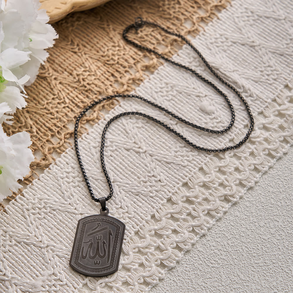FREE TODAY: Emblem of Faith Allah Engraved Dog Tag Necklace — Polished Stainless Steel - image 6