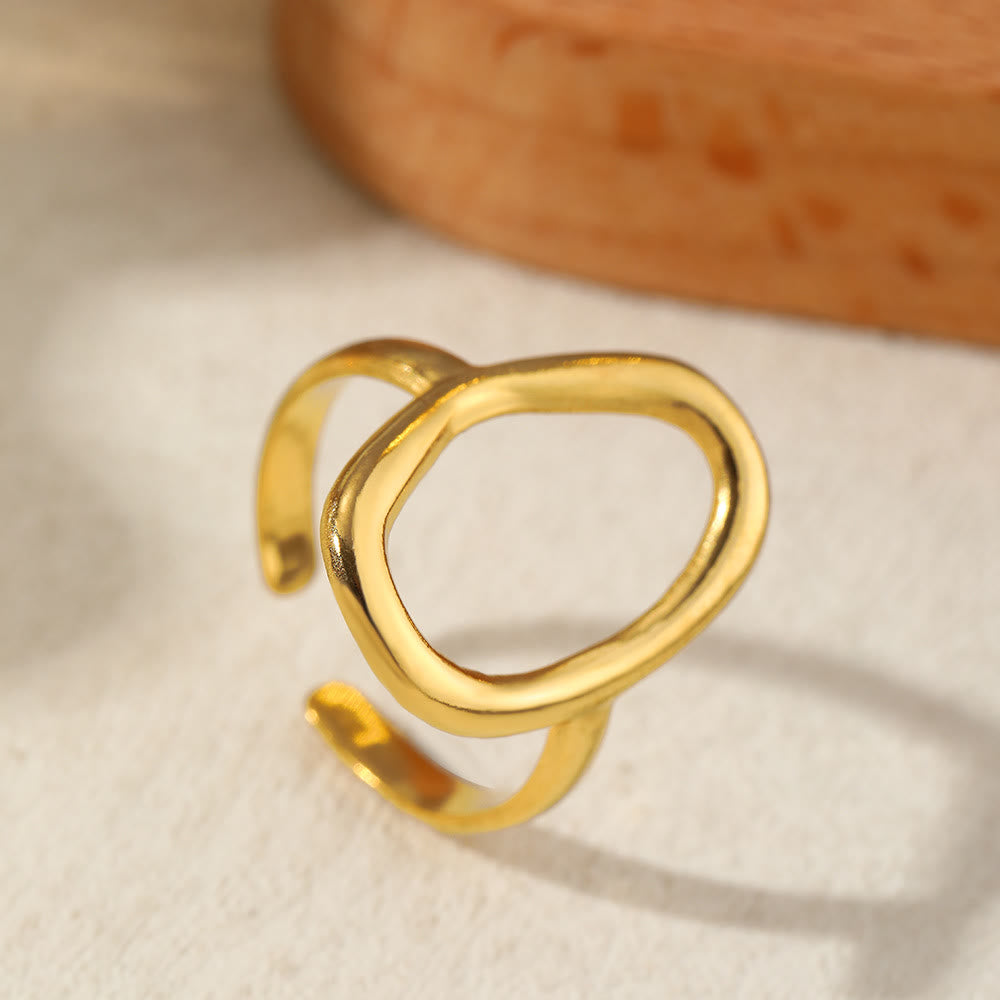 HilalHaven Assorted Open Ring Collection — Leaves, Celestial &amp; Geometric Styles for Daily Wear - Golden Irregular Open Ring - image 12