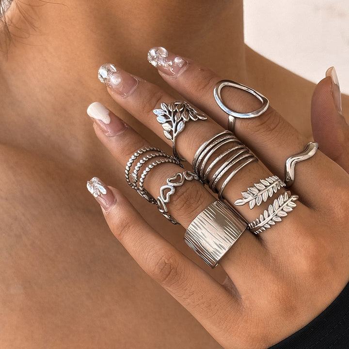 HilalHaven Assorted Open Ring Collection — Leaves, Celestial &amp; Geometric Styles for Daily Wear - image 22