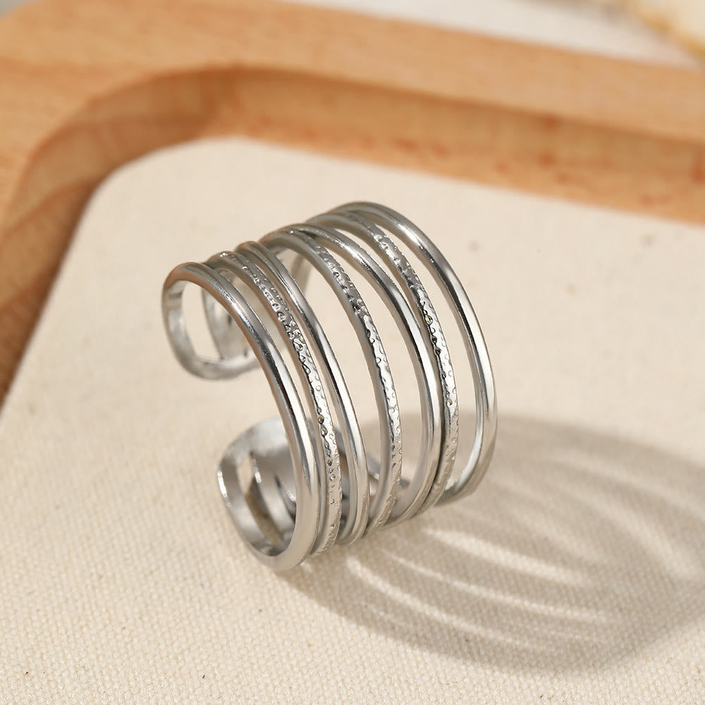 HilalHaven Assorted Open Ring Collection — Leaves, Celestial &amp; Geometric Styles for Daily Wear - Silver Multi-Band Stack Ring - image 15