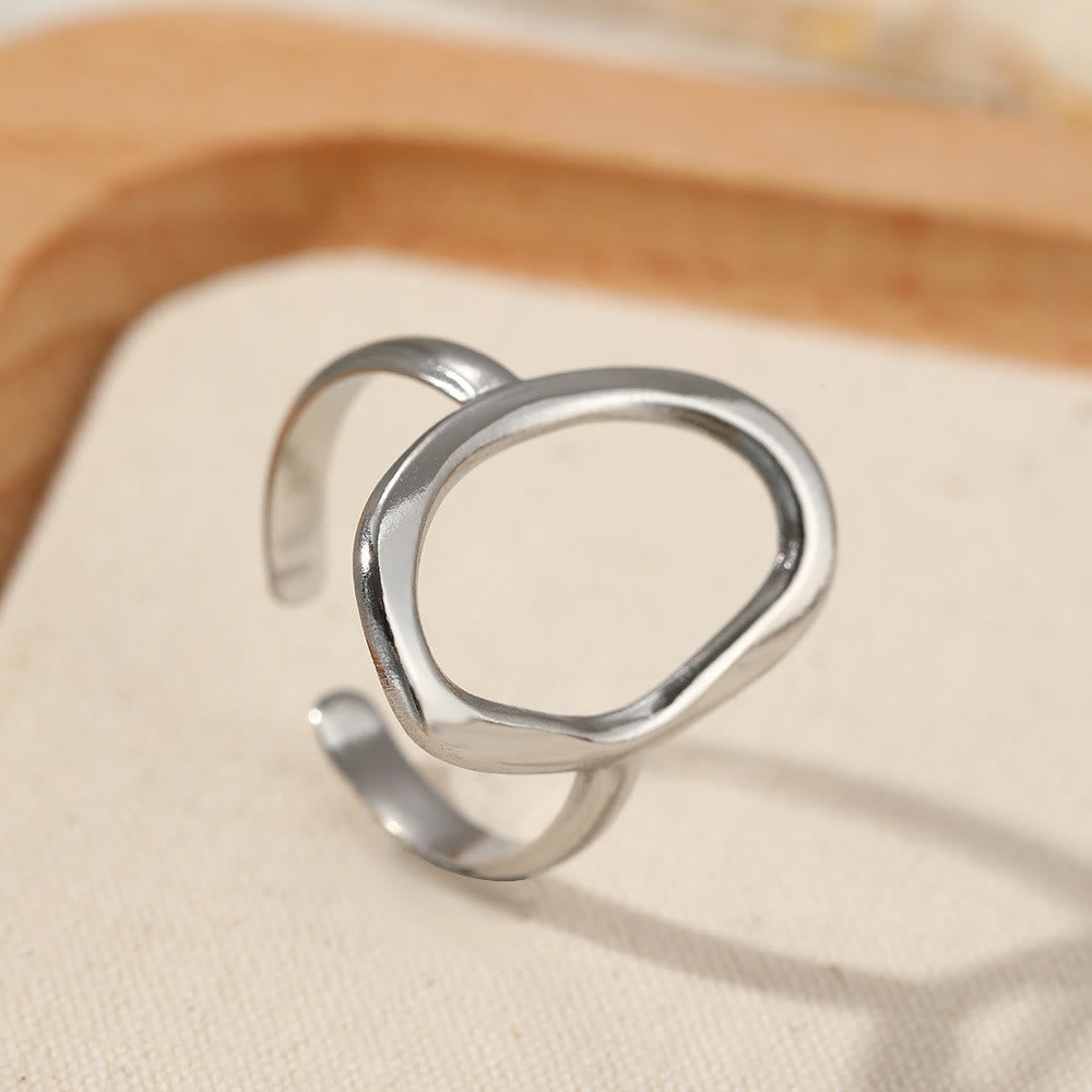 HilalHaven Assorted Open Ring Collection — Leaves, Celestial &amp; Geometric Styles for Daily Wear - Silver Irregular Open Ring - image 13