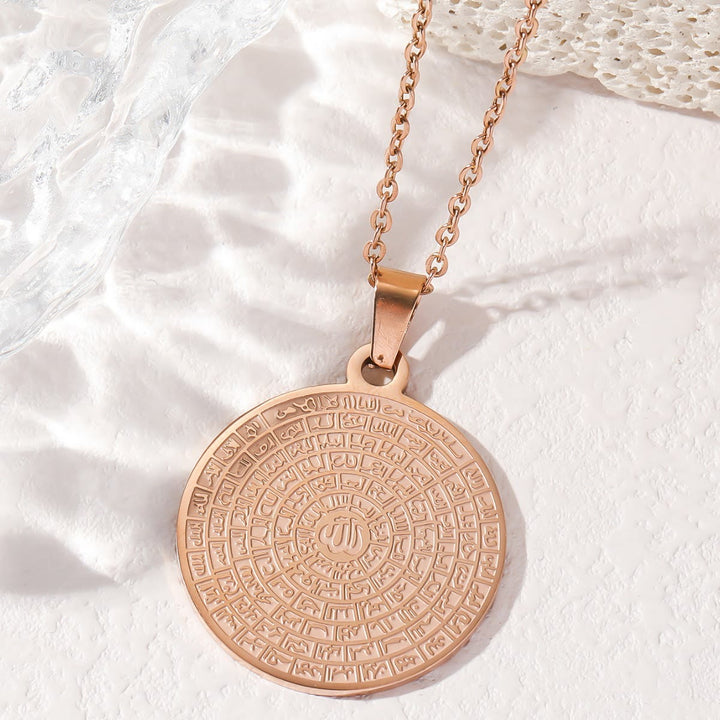 HilalHaven Multi-Tone Round Pendant Necklace ——Titanium Steel Everyday Wear - Rose Golden - image 0
