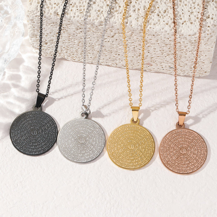 HilalHaven Multi-Tone Round Pendant Necklace ——Titanium Steel Everyday Wear - image 4