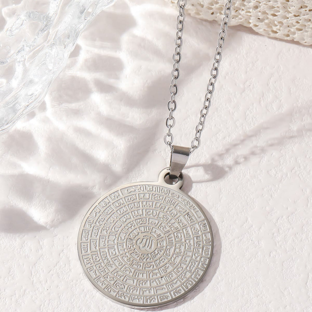 HilalHaven Multi-Tone Round Pendant Necklace ——Titanium Steel Everyday Wear - Silver - image 1