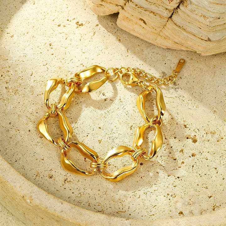 HilalHaven Timeless Gold-Tone Stainless Steel Bracelet Curated Collection - Golden Bold Chain Bracelet - image 3