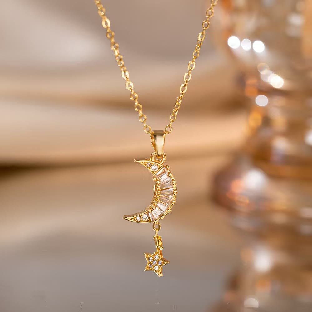 HilalHaven Dainty Moon & Star Pendant Necklace — Delicate Crystal Accents - image 1