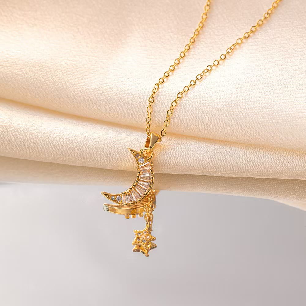 HilalHaven Dainty Moon &amp; Star Pendant Necklace — Delicate Crystal Accents - image 4