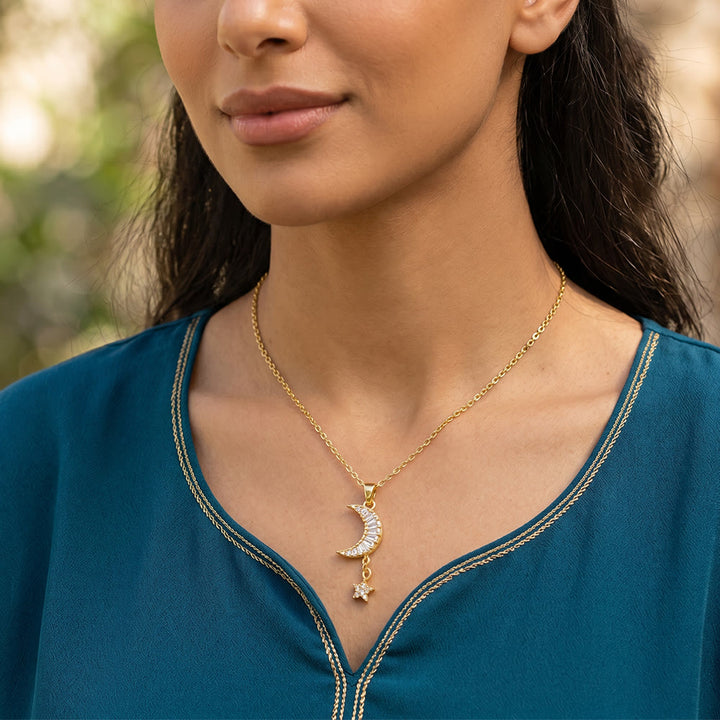HilalHaven Dainty Moon &amp; Star Pendant Necklace — Delicate Crystal Accents - image 5