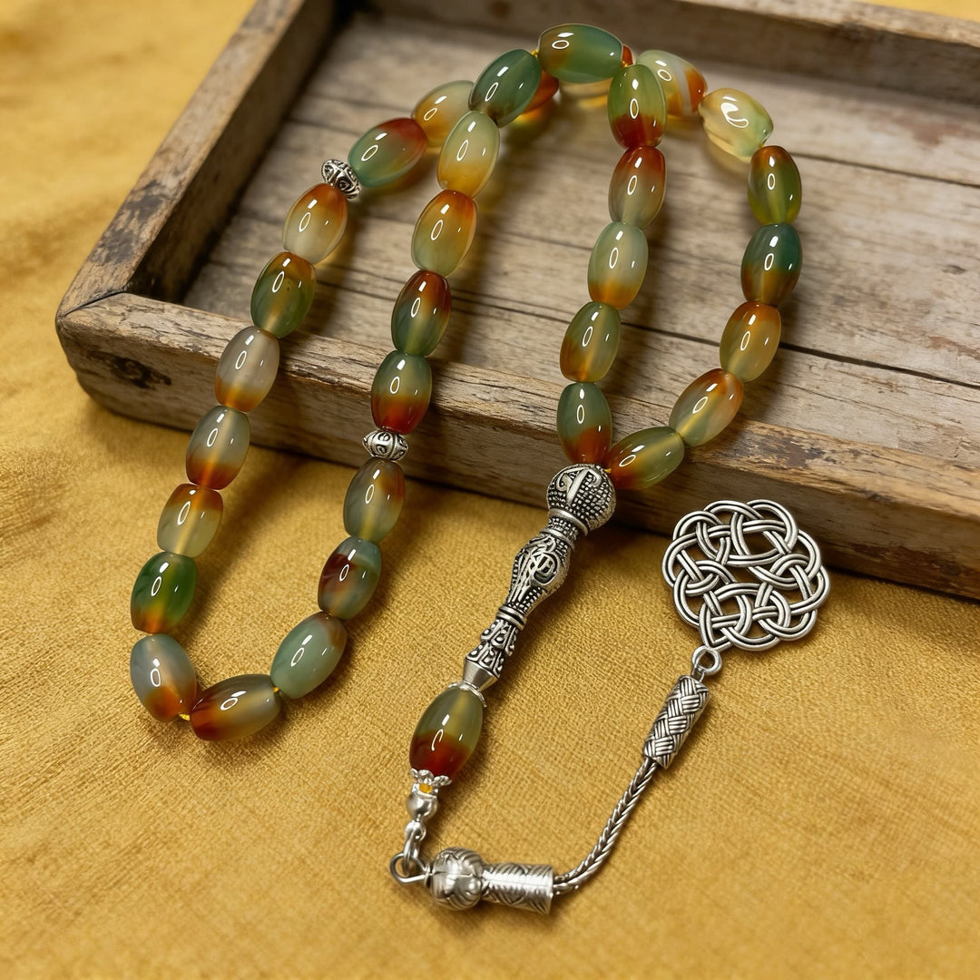 HilalHaven Elegant Natural Stone Beaded Tasbih —— 33 Beads Tasbih - image 1