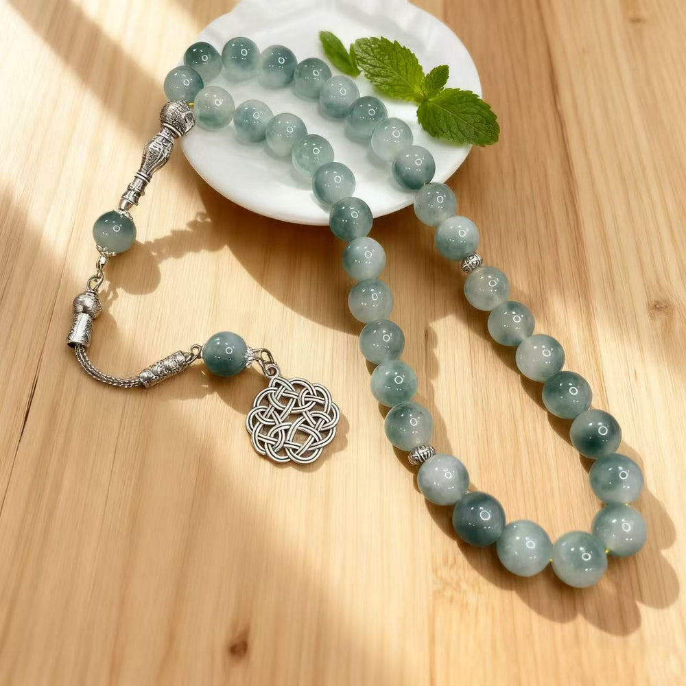 HilalHaven Watercolor Gradient Natural Stone 33 Beads Tasbih —— Elegant Handcrafted Accessory - image 1