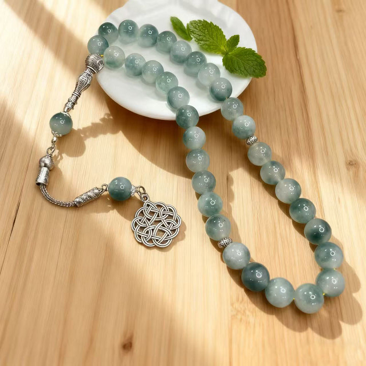 HilalHaven Watercolor Gradient Natural Stone 33 Beads Tasbih —— Elegant Handcrafted Accessory - image 1