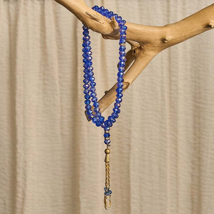 HilalHaven Elegant Faceted Crystal 99 Beads Tasbih — Vintage Rosary with Feather Tassel - image 23