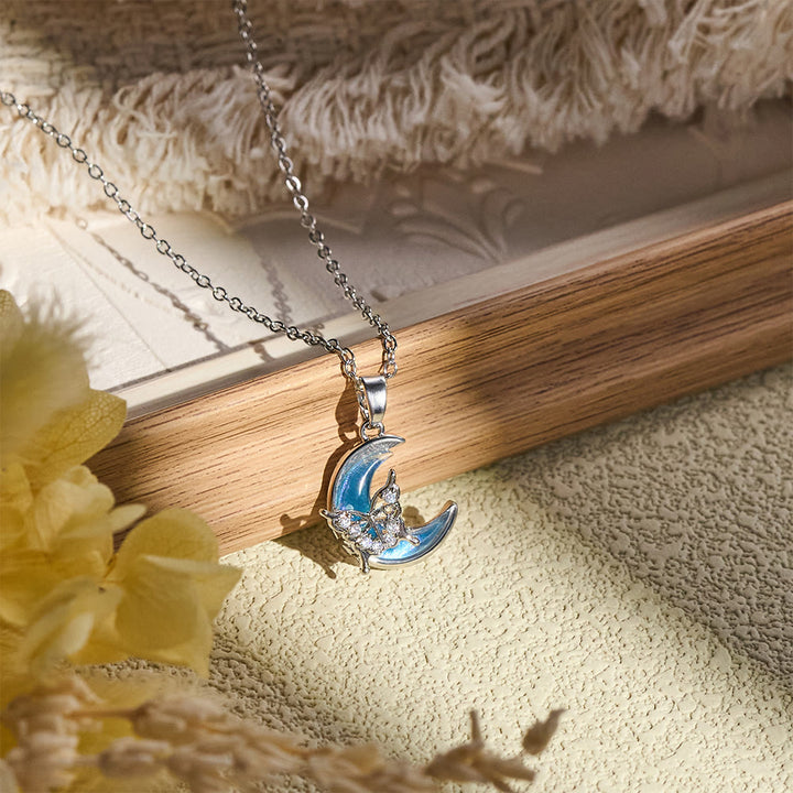 HilalHaven Dainty Moon &amp; Butterfly Pendant Necklace — Shimmering Crystal Accents - image 5