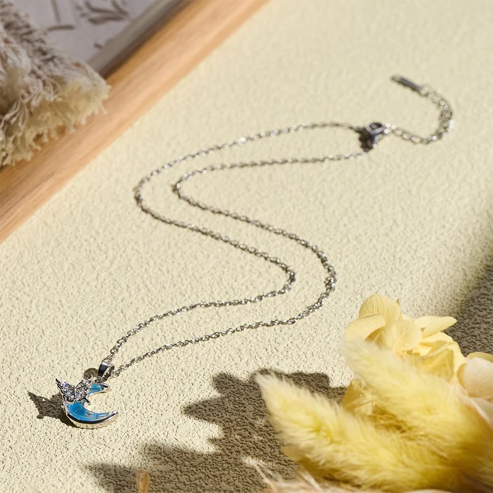 HilalHaven Dainty Moon &amp; Butterfly Pendant Necklace — Shimmering Crystal Accents - image 6