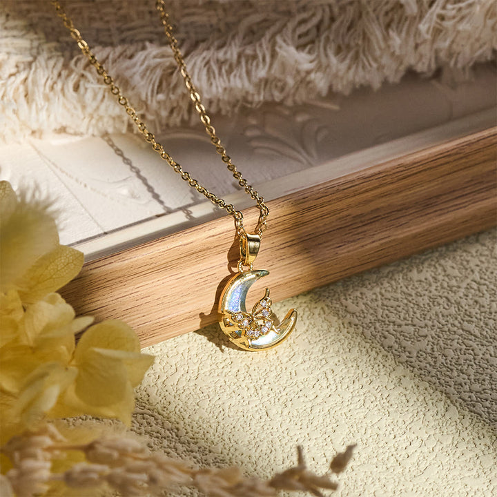HilalHaven Dainty Moon &amp; Butterfly Pendant Necklace — Shimmering Crystal Accents - image 11