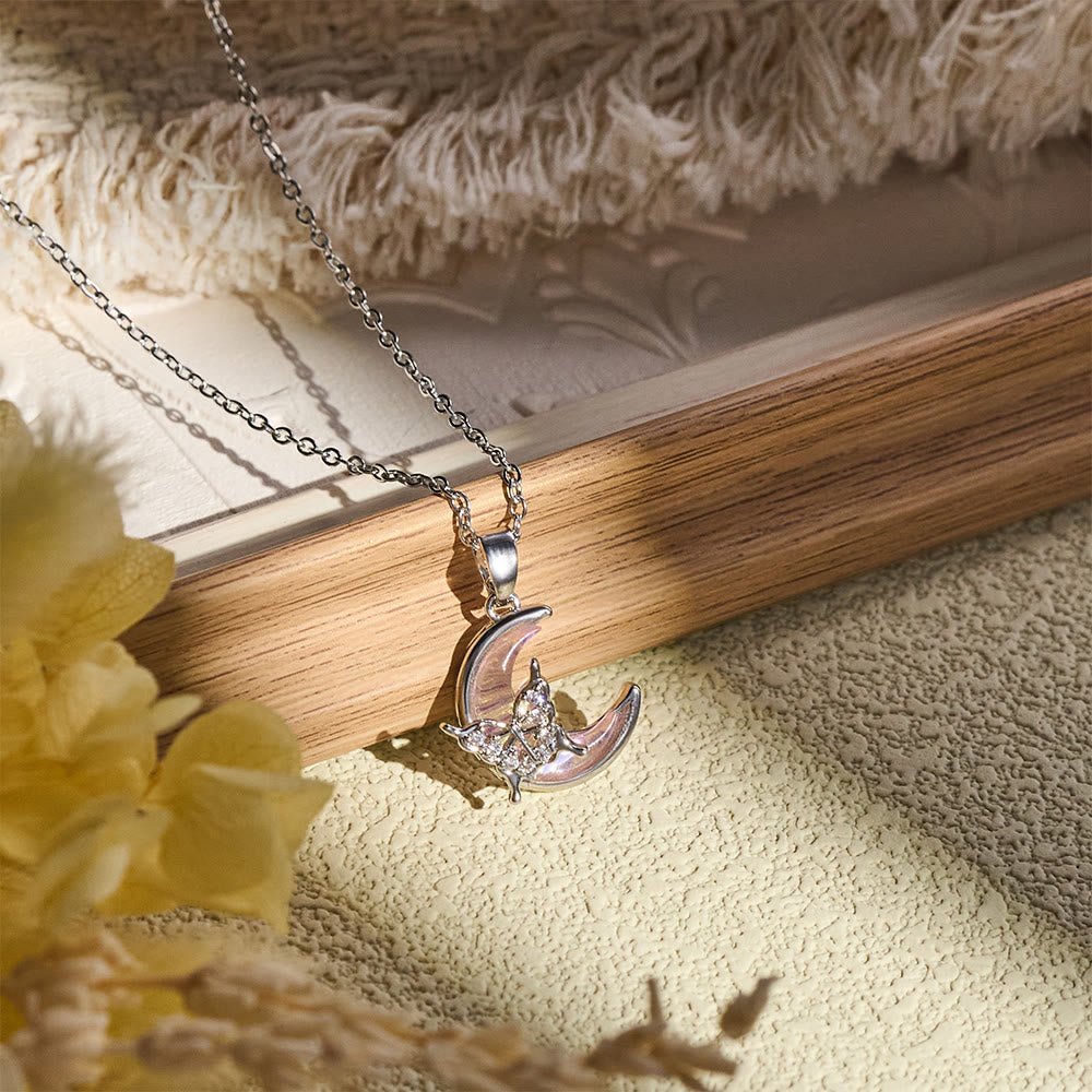 HilalHaven Dainty Moon &amp; Butterfly Pendant Necklace — Shimmering Crystal Accents - image 2