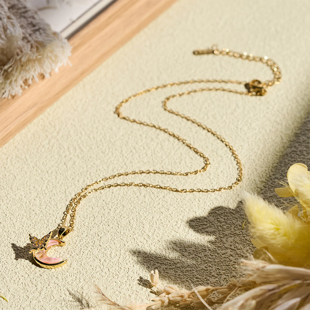 HilalHaven Dainty Moon &amp; Butterfly Pendant Necklace — Shimmering Crystal Accents - image 9