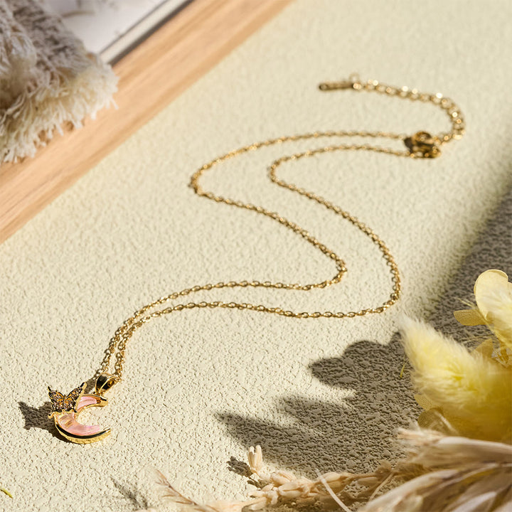 HilalHaven Dainty Moon &amp; Butterfly Pendant Necklace — Shimmering Crystal Accents - image 9