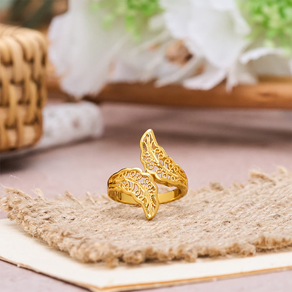 HilalHaven Polished Gold-Plated Copper Rings — Three Detailed Openwork Designs - image 3