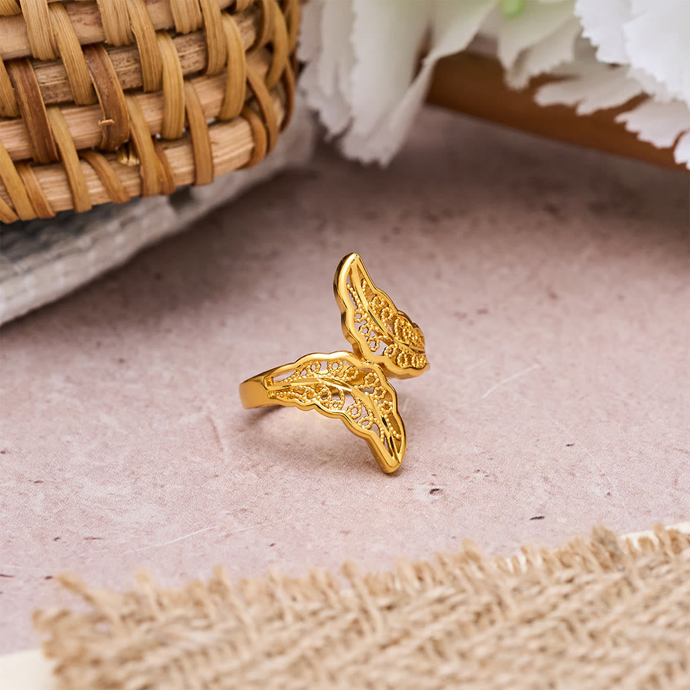 HilalHaven Polished Gold-Plated Copper Rings — Three Detailed Openwork Designs - image 2