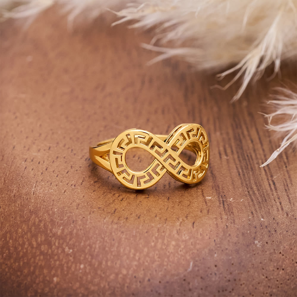 HilalHaven Polished Gold-Plated Copper Rings — Three Detailed Openwork Designs - image 5