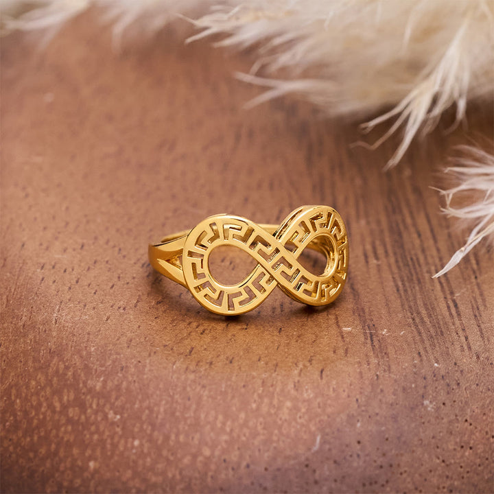 HilalHaven Polished Gold-Plated Copper Rings — Three Detailed Openwork Designs - image 5