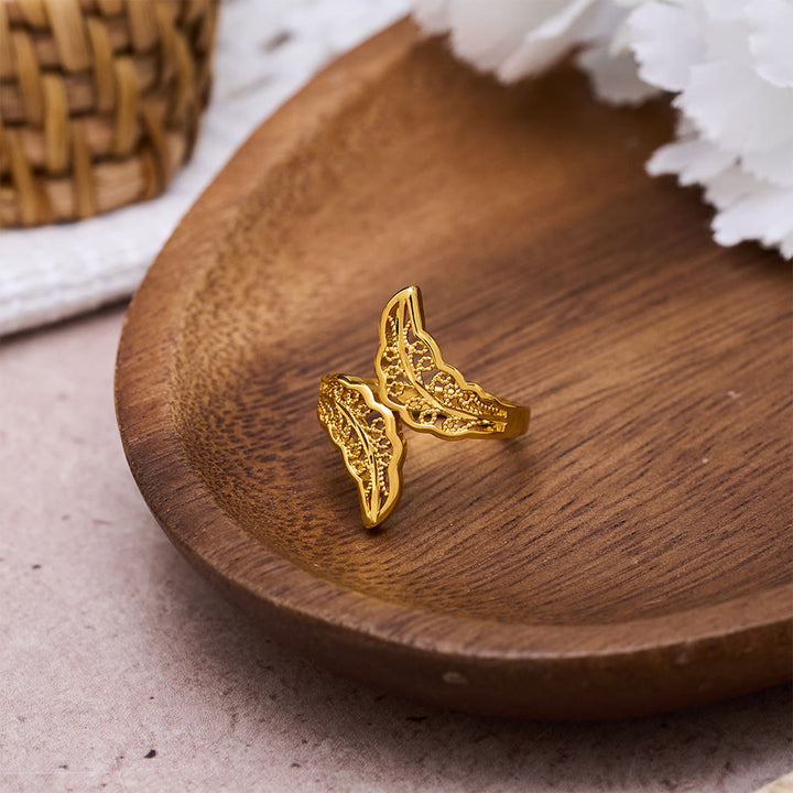 HilalHaven Polished Gold-Plated Copper Rings — Three Detailed Openwork Designs - image 1