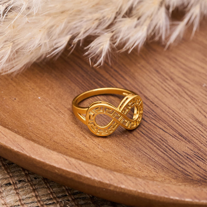 HilalHaven Polished Gold-Plated Copper Rings — Three Detailed Openwork Designs - image 8