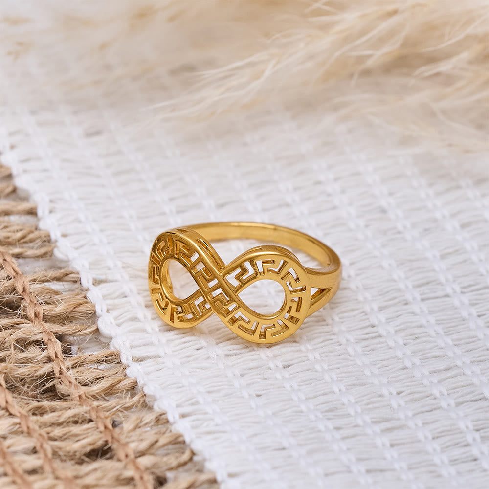 HilalHaven Polished Gold-Plated Copper Rings — Three Detailed Openwork Designs - image 6
