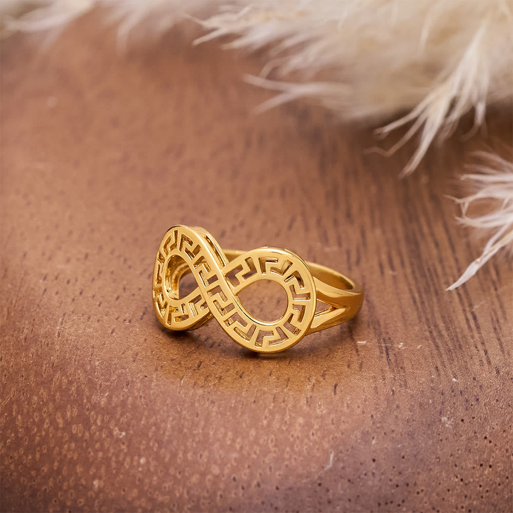 HilalHaven Polished Gold-Plated Copper Rings — Three Detailed Openwork Designs - image 7