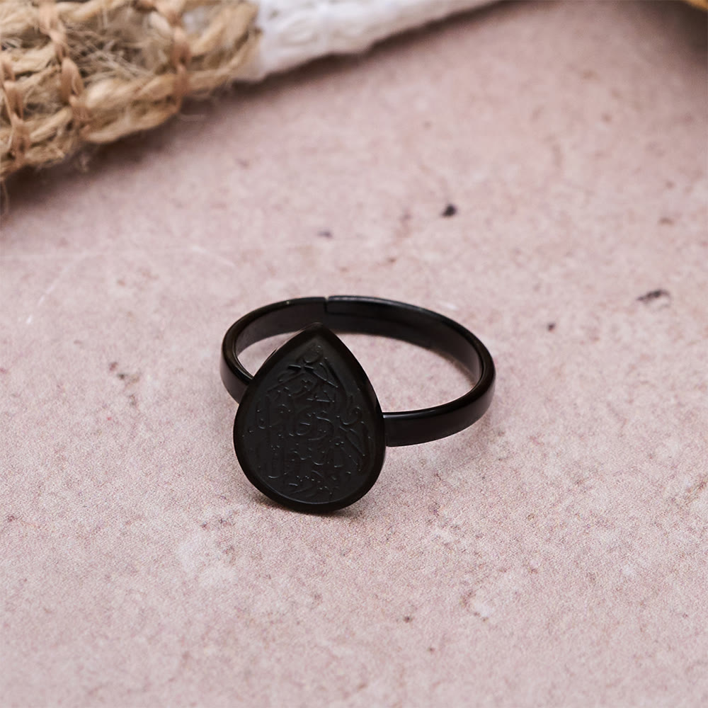 HilalHaven Blessing Drop Quranic Verse Adjustable Ring — Polished Titanium Steel - image 18