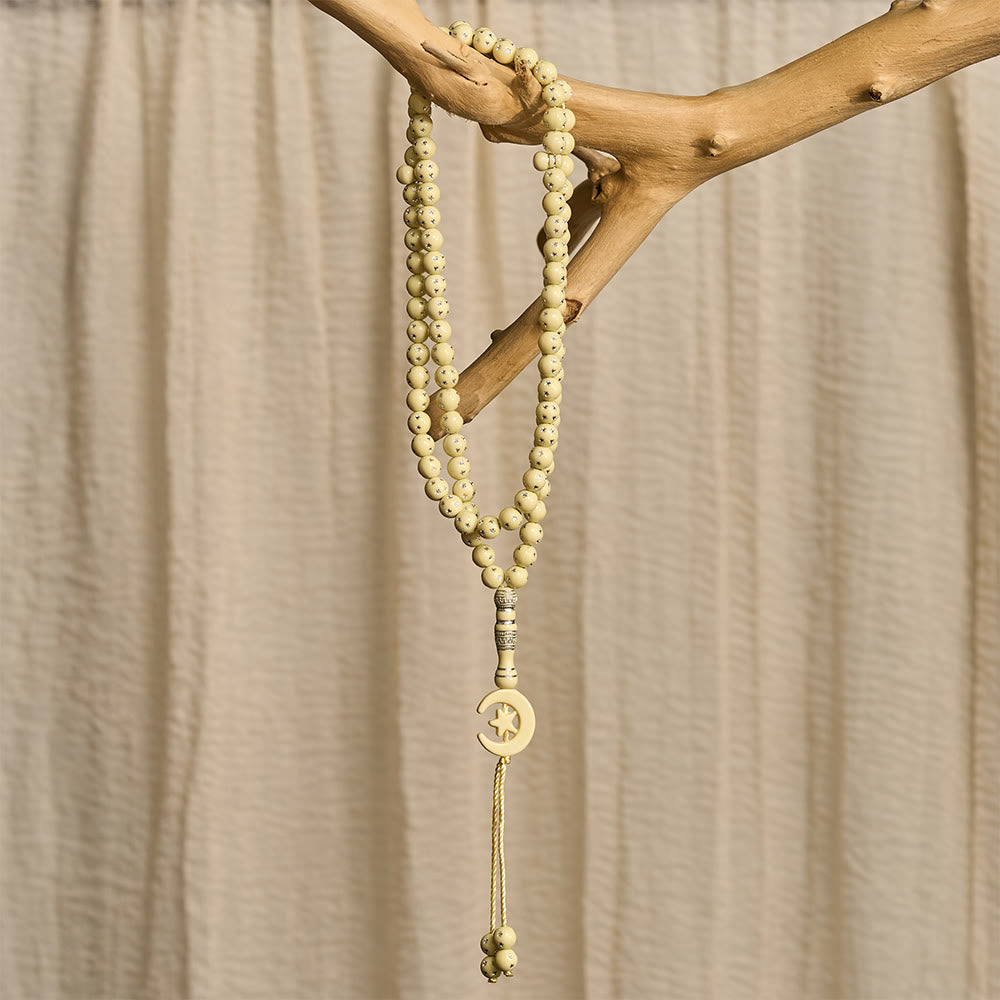 HilalHaven Serene Acrylic Bead Strand — Polished Calming Tassel Meditation Beads - image 3