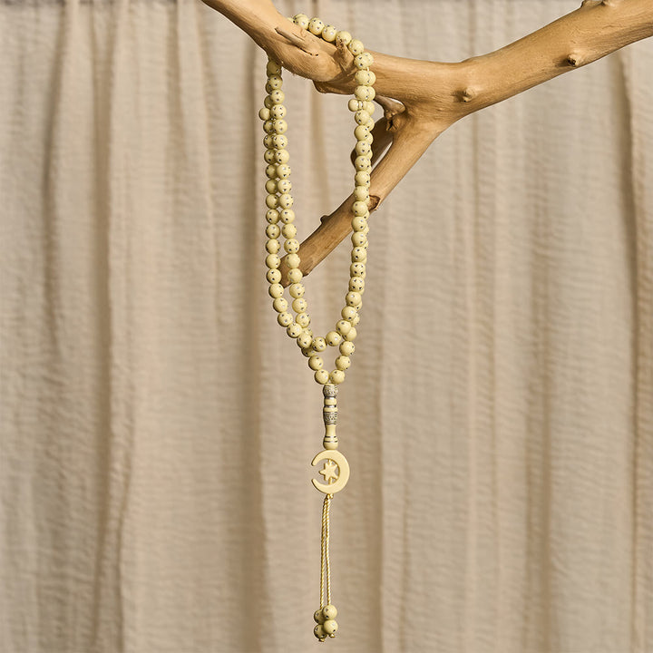 HilalHaven Serene Acrylic Bead Strand — Polished Calming Tassel Meditation Beads - image 3