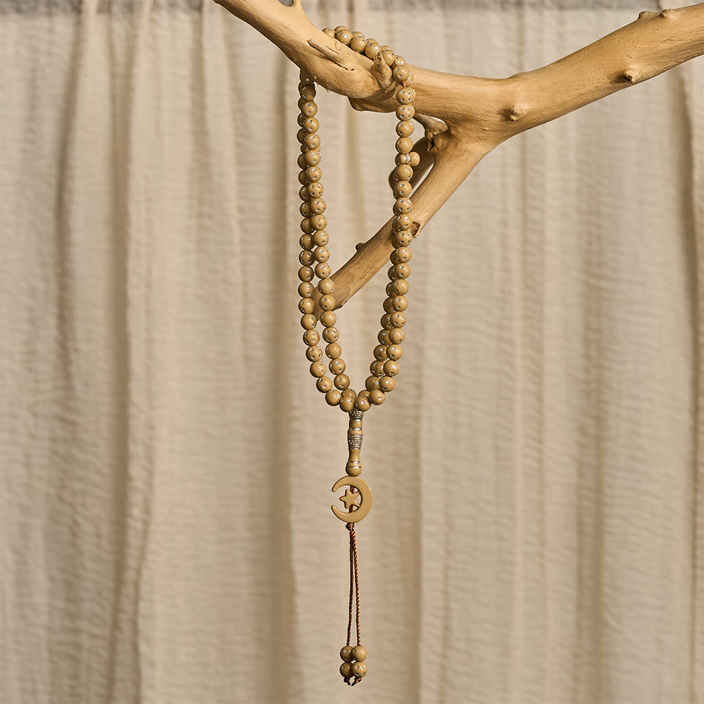 HilalHaven Serene Acrylic Bead Strand — Polished Calming Tassel Meditation Beads - image 15