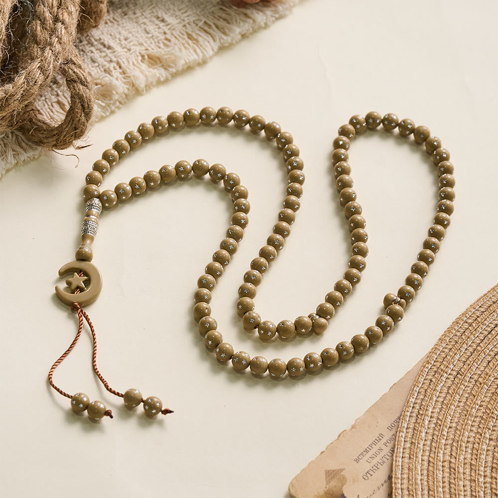 HilalHaven Serene Acrylic Bead Strand — Polished Calming Tassel Meditation Beads - image 13