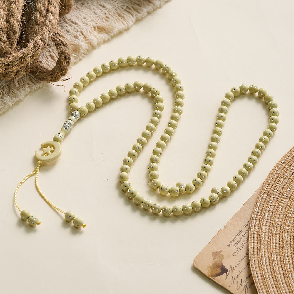 HilalHaven Serene Acrylic Bead Strand — Polished Calming Tassel Meditation Beads - image 1