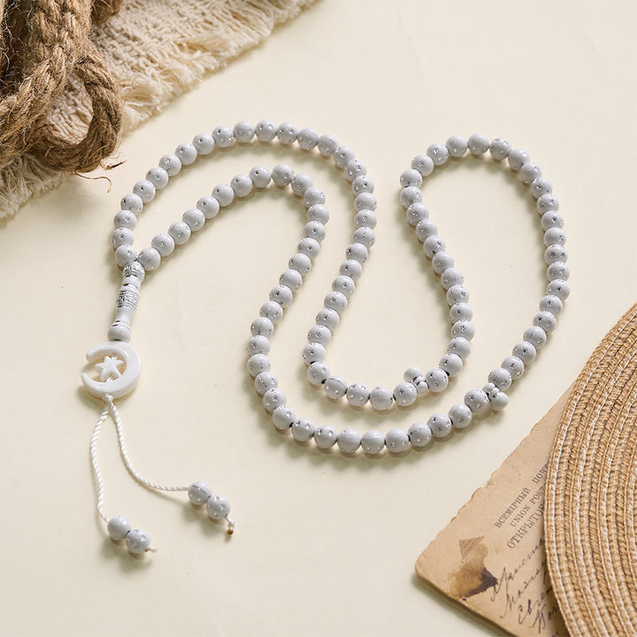 HilalHaven Serene Acrylic Bead Strand — Polished Calming Tassel Meditation Beads - image 21