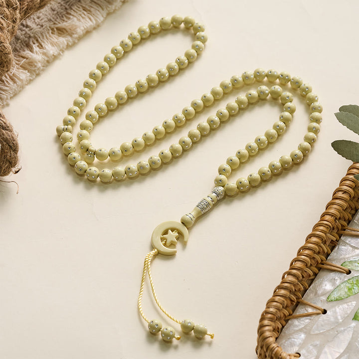 HilalHaven Serene Acrylic Bead Strand — Polished Calming Tassel Meditation Beads - image 2