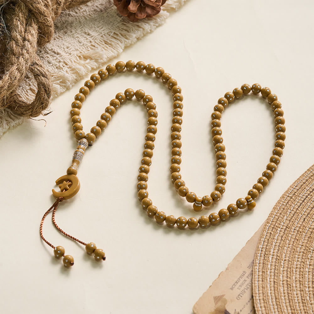HilalHaven Serene Acrylic Bead Strand — Polished Calming Tassel Meditation Beads - image 5