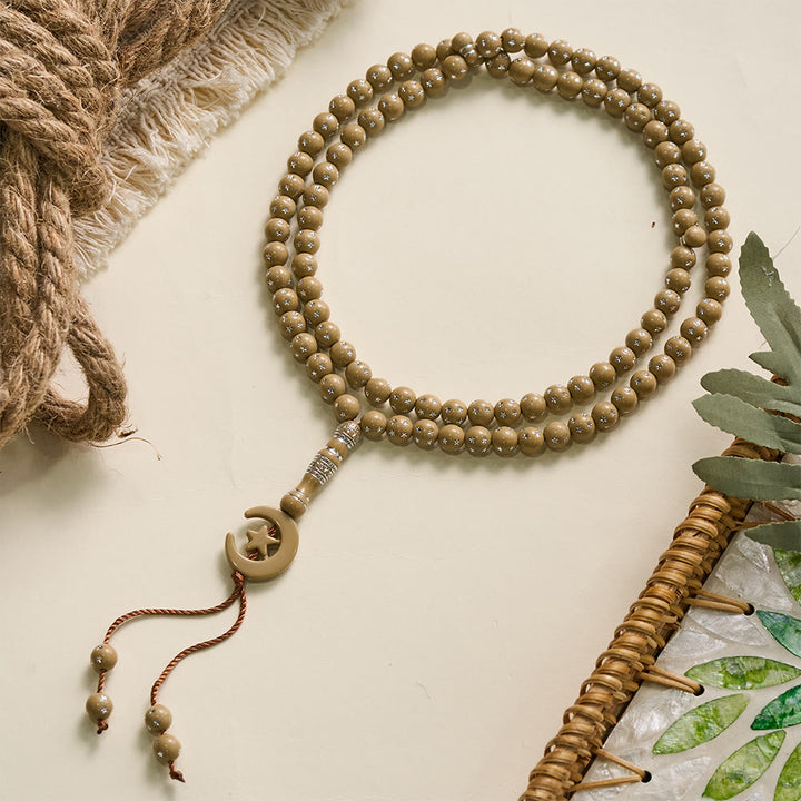 HilalHaven Serene Acrylic Bead Strand — Polished Calming Tassel Meditation Beads - Dark Brown Wood Tone - image 12