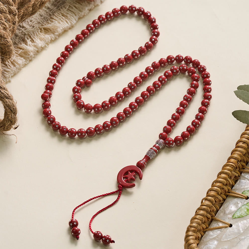 HilalHaven Serene Acrylic Bead Strand — Polished Calming Tassel Meditation Beads - image 9