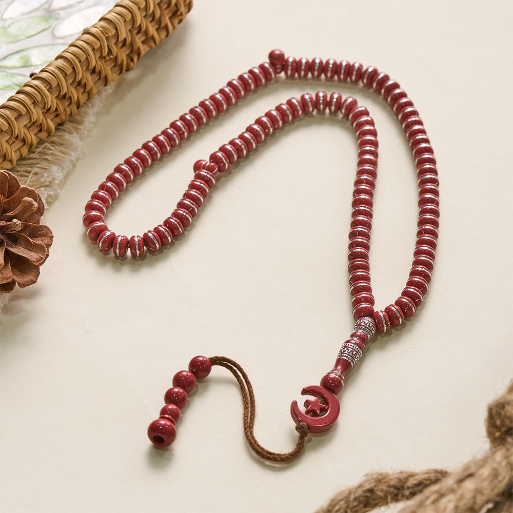 HilalHaven Serene Acrylic Disc 99 Beads Tasbih — Polished Handmade Meditation Strand - Red - image 0