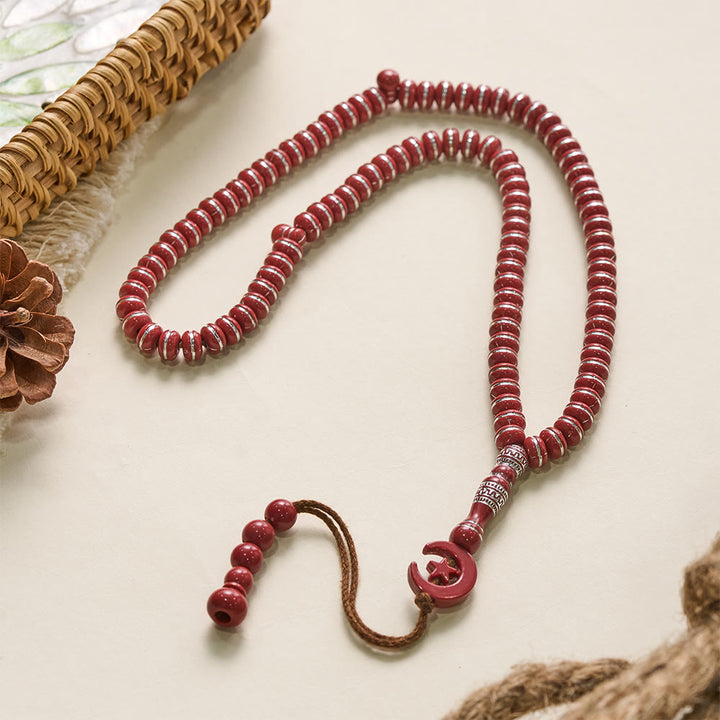 HilalHaven Serene Acrylic Disc 99 Beads Tasbih — Polished Handmade Meditation Strand - Red - image 0
